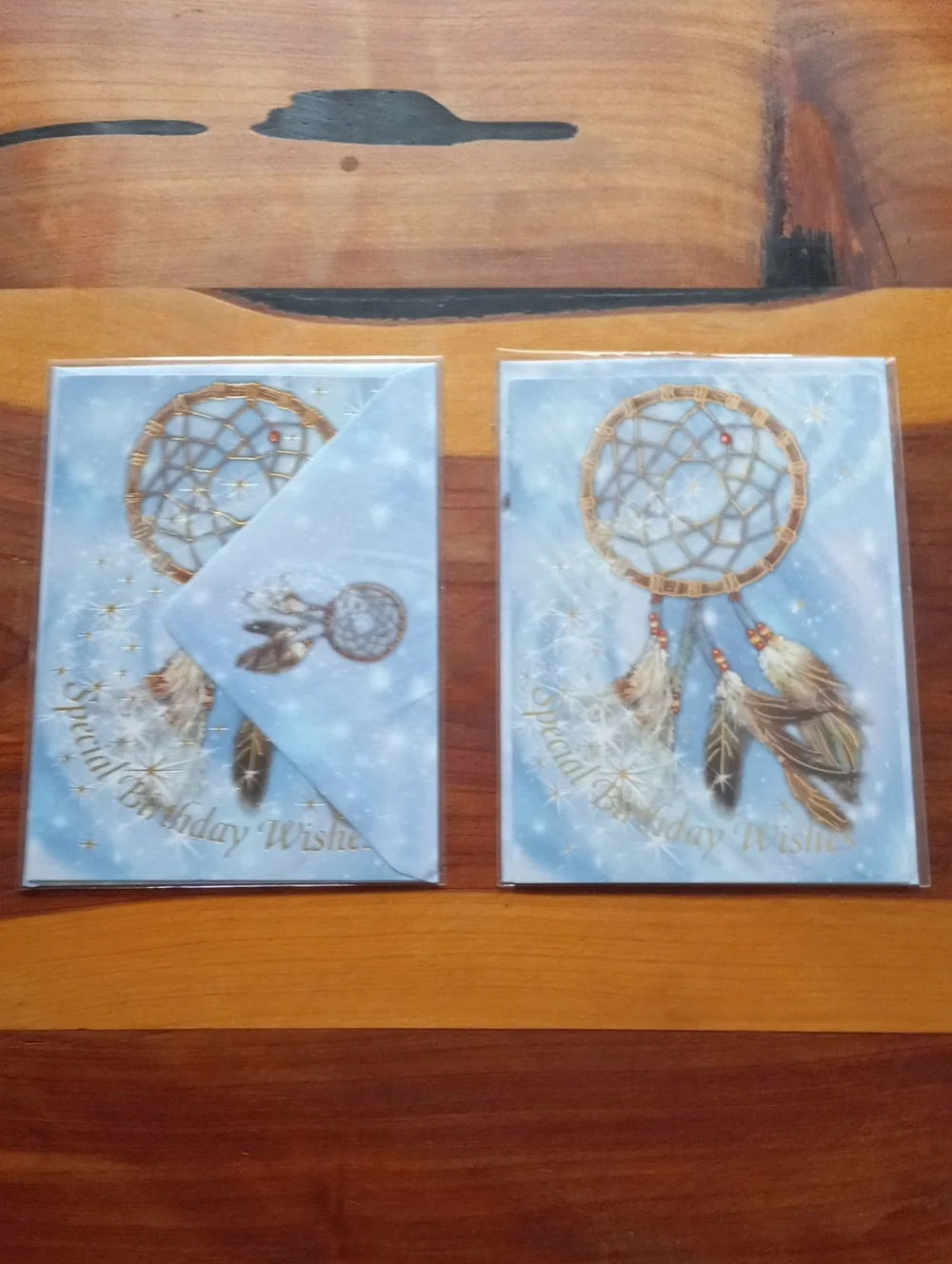 Lot of 5 Religious Feather & Dreamcatcher Birthday Cards with Envelopes
